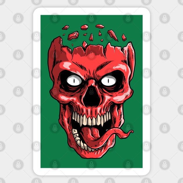 Red head skull tongue Magnet by Mako Design 
